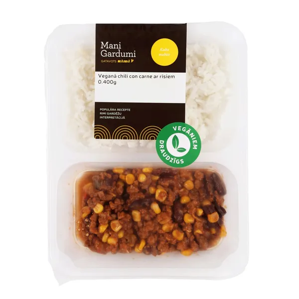 Vegānais chili sin carne ar rīsiem 400g