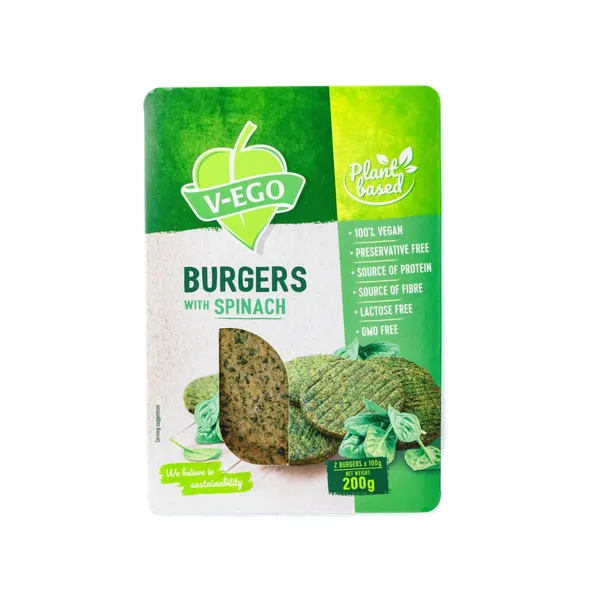 Vegānu burgeri ar spinātiem V-EGO 200g