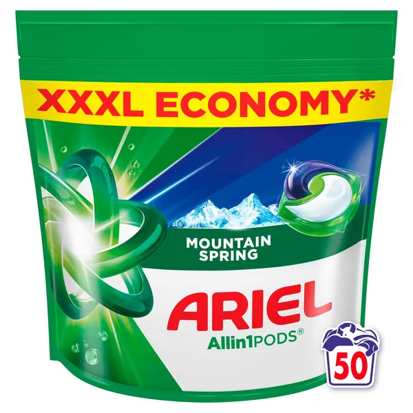 Veļas mazgāšanas kapsulas Ariel Mountain Spring 50gab.