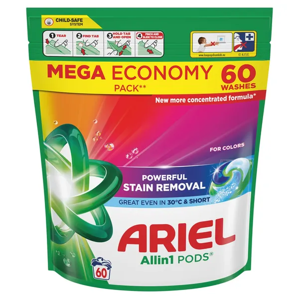 Veļas mazgāšanas kapsulas Ariel Color 60gab.