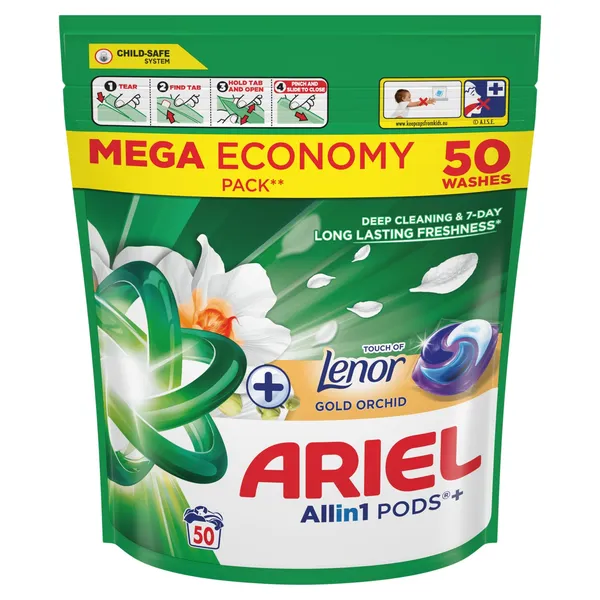 Veļas mazgāšanas kapsulas Ariel Gold Orchid 50gab.