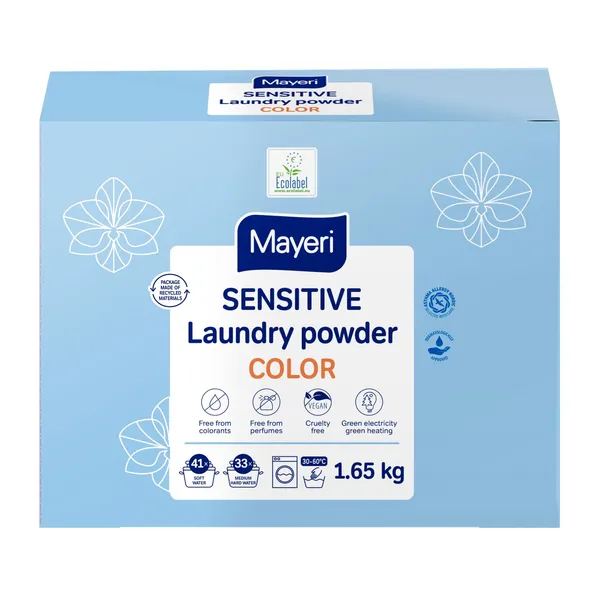 Veļas mazgāšanas pulveris Mayeri sensitive color 1,65kg