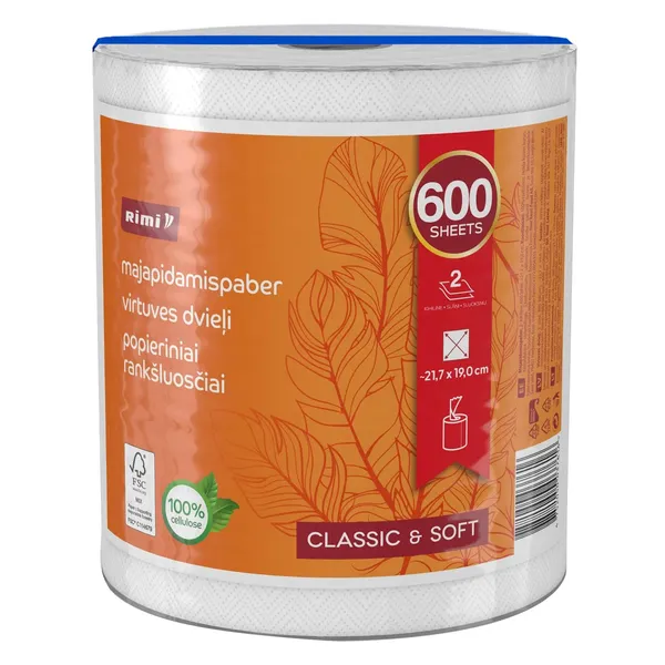 Virtuves dvieļi Rimi 2 slāņi 600 sloksnes