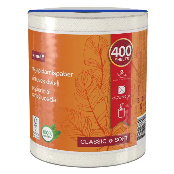 Virtuves dvieļi Rimi 2 slāņi 400 sloksnes