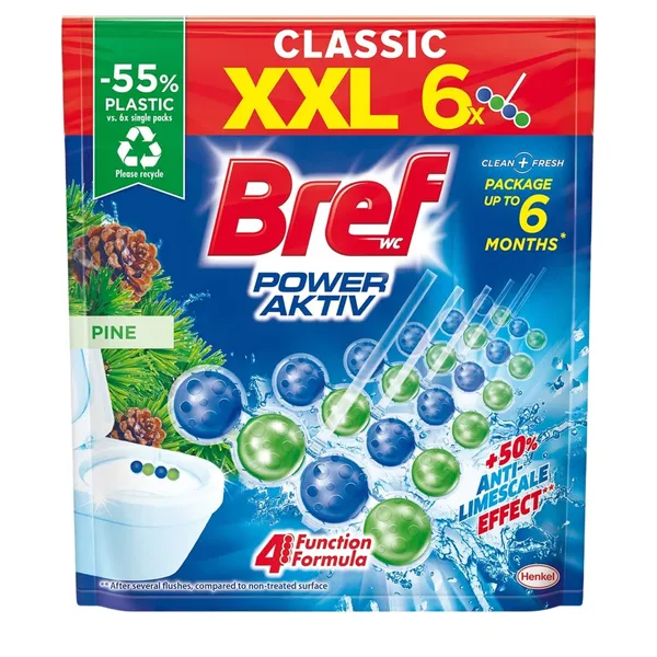Tualetes bloks Bref Power Aktiv Pine 6x50g