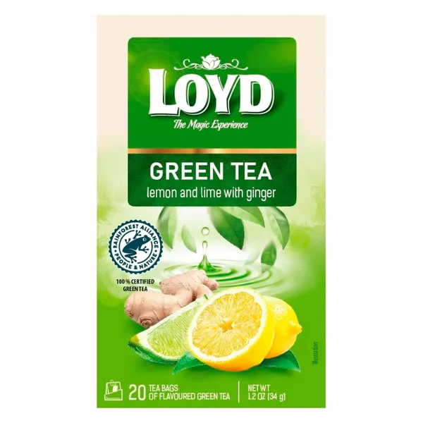 Zaļā tēja Loyd ar citronu un laima garšu 20x1,7g