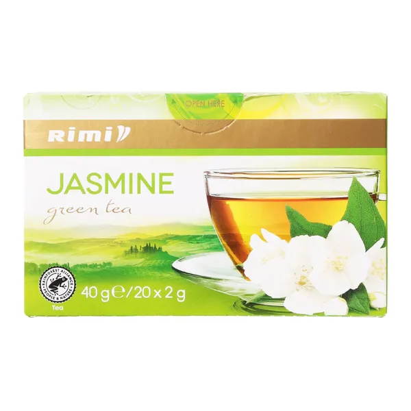 Zaļā tēja Rimi ar jasmīna ziediem 20x2g