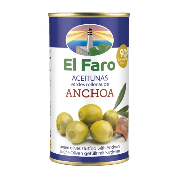 Zaļās olīvas El Faro ar anšoviem 370ml/150g