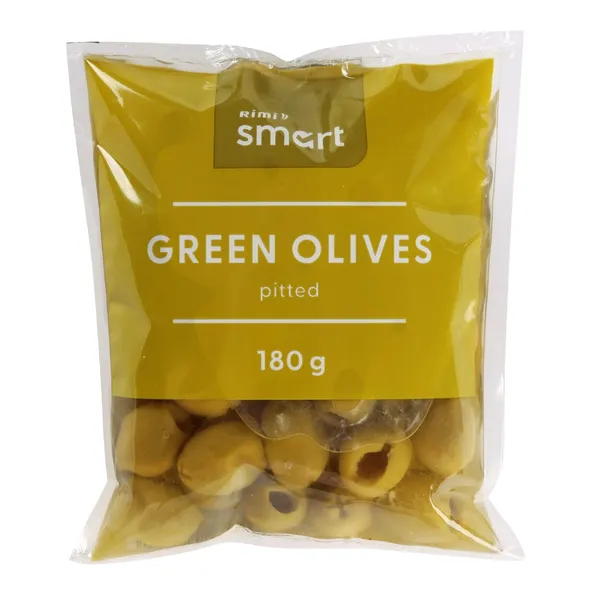 Zaļās olīvas Rimi Smart bez kauliņiem 180/70g