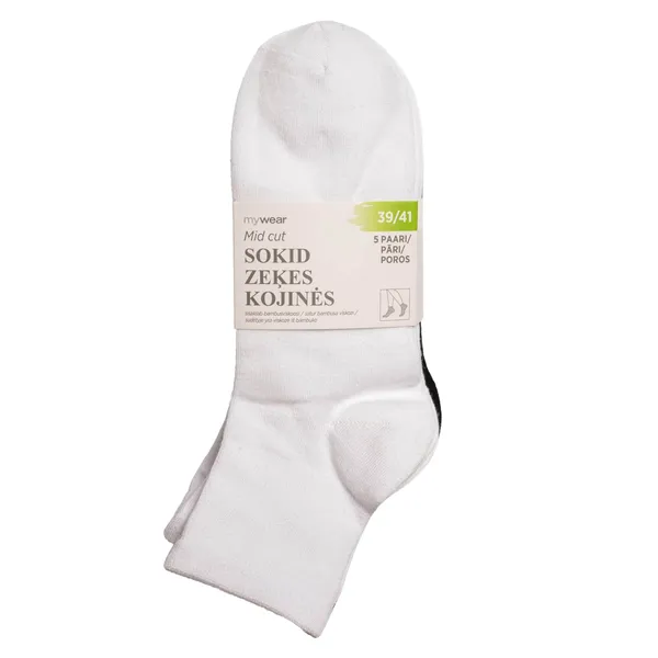 Zeķes Mywear midcut 5 pāri, melna/balta, 39/41 SS26