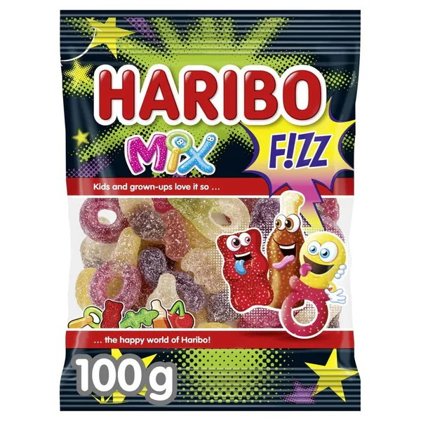 Želejkonfektes Haribo Mix Fizz Sour ar augļu garšu 100g