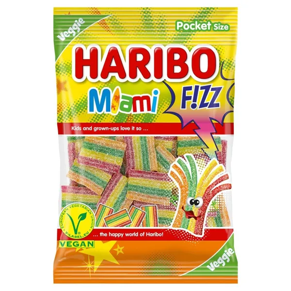 Želejkonfektes Haribo Miami Fizz Sour ar augļu garšu 85g