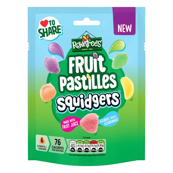 Želejkonfektes Rowntrees Squidgers dažādu augļu garšas 120g