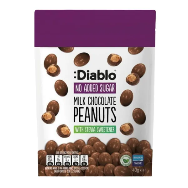 Zemesrieksti Diablo piena šokolādē ar saldinātāju 40g