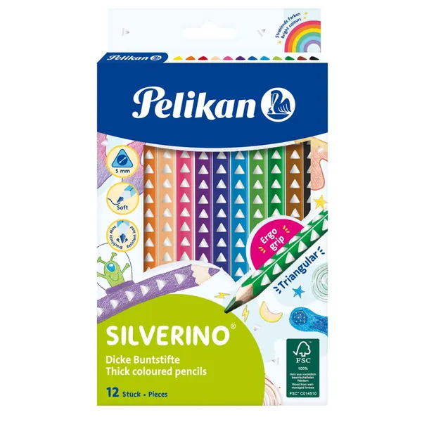 Zīmuļi Pelikan biezi trīsstūra 12kr