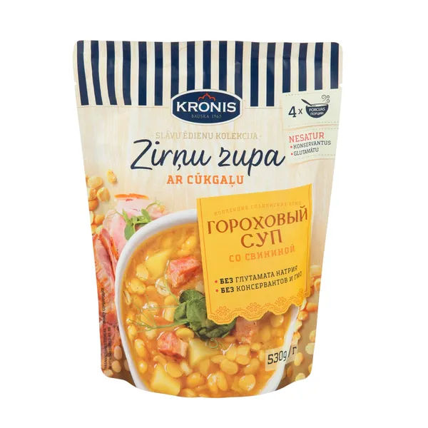 Zirņu zupa ar cūkgaļu KRONIS, pakā, 530g