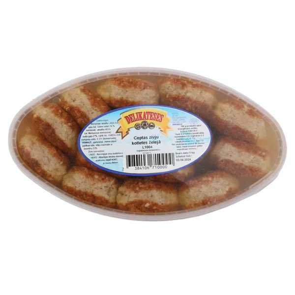 Zivju kotletes Delikateses ceptas želejā kg