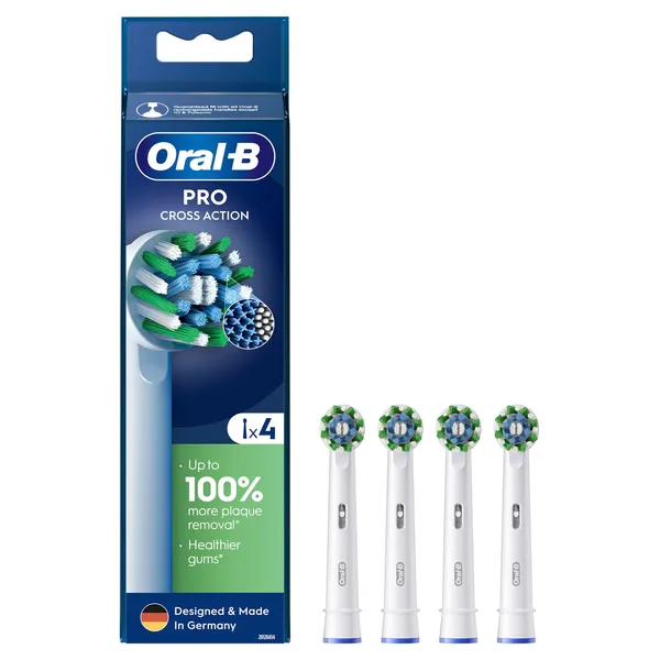 Zobu birstes rezerves uzgaļi Oral B Cross Action White Pro 4gab.