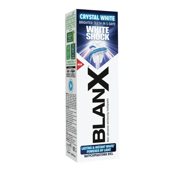 Zobu pasta BLANX White Shock neabrazīva balinoša Instant White, 75 ml