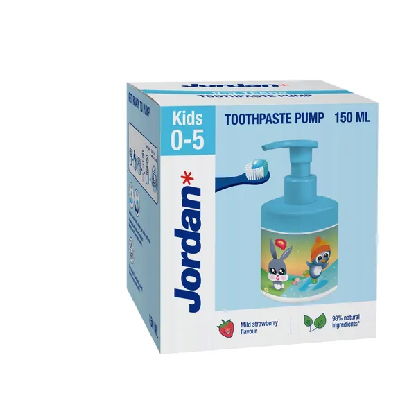 Zobu pasta Jordan ar dozatoru, bērniem līdz 5g. 150ml