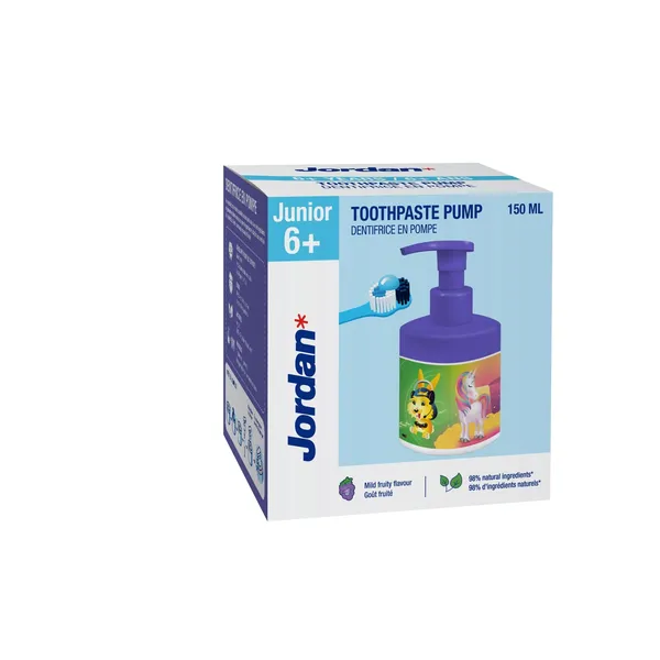 Zobu pasta Jordan ar dozatoru, bērniem no 6-12g. 150ml