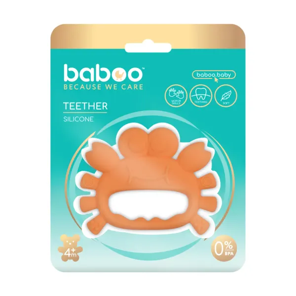 Zobu riņķis Baboo silikona Crab 4+ mēn. 1gab.