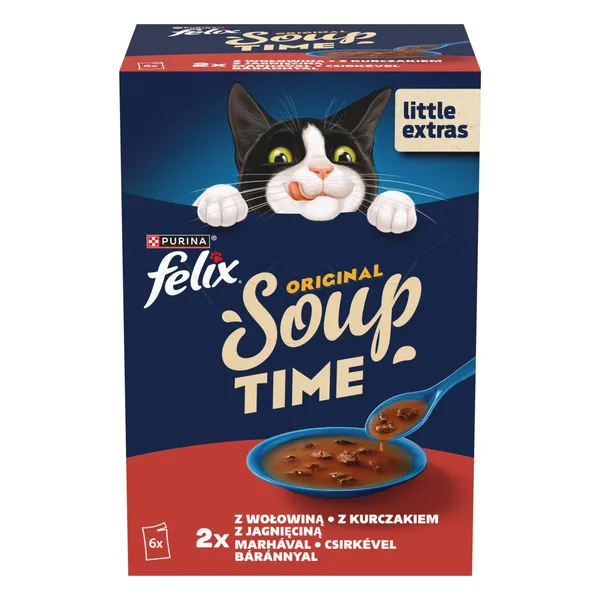 Zupa kaķiem Felix Soup Original ar gaļu 6x48g