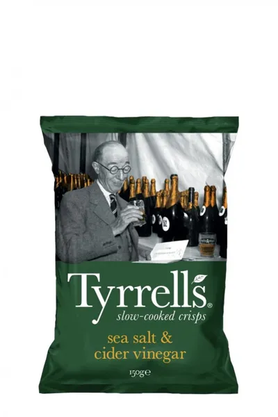 Tyrrell's kartupeļu čipsi ar sidra etiķi un jūras sāli
