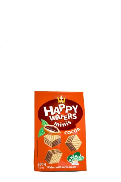 Vafeles Happy Wafers ar kakao pildījumu