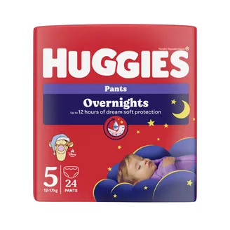 AUTIŅBIKSĪTES HUGGIES OVERNIGHT PANTS S5 12-17KG 24GAB