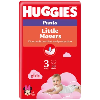 AUTIŅBIKSĪTES HUGGIES PANTS MP S3 6-11KG 58GAB MEITENĒM