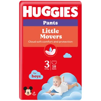 AUTIŅBIKSĪTES HUGGIES PANTS MP S3 6-11KG 58GAB ZĒNIEM
