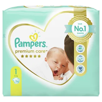 AUTIŅBIKSĪTES PAMPERS PREMIUM CARE S1 2-5KG 26GAB