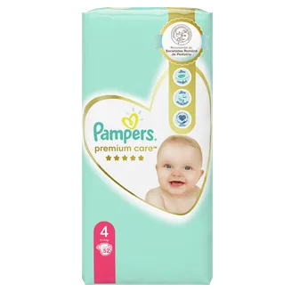 AUTIŅBIKSĪTES PAMPERS PREMIUM CARE S4 8-14KG 52GAB