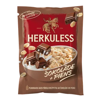 Auzu biezputra Herkuless ar pienu un šokolādi ātri pagatavojamā 35g