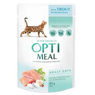 BARĪBA KAĶIEM KONS.OPTIMEAL AR FORELI KR.MĒRCĒ 85G