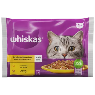 BARĪBA KAĶIEM KONS.WHISKAS AR MĀJPUTNU GAĻU 1+ 85GX4
