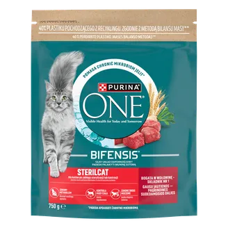 BARĪBA KAĶIEM SAUSĀ ONE AR LIELLOPA G. STERILIZ.KAĶIEM 750G