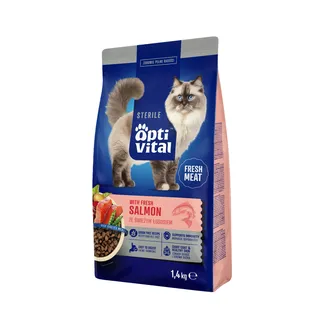BARĪBA KAĶIEM SAUSĀ OPTIVITAL STERILIZ.LASIS 1.4KG