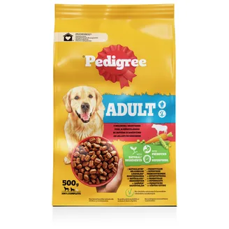 BARĪBA SUŅIEM SAUSĀ PEDIGREE AR LIELLOPA GAĻU/DĀRZEŅIEM 500G