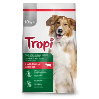 BARĪBA SUŅIEM SAUSĀ TROPI AR LIELLOPA GAĻU 10KG