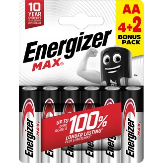 BATERIJAS ENERGIZER MAX AA 1.5V 4+2GAB
