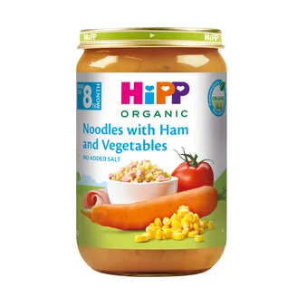 BIEZENIS HIPP NŪDELES AR ŠĶIŅĶI DĀRZEŅIEM 8+ 220G