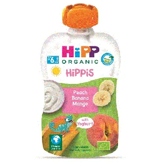BIEZENIS HIPP PERSIKU BANĀNU UN MANGO AR JOGURTU NO 6+ 100G