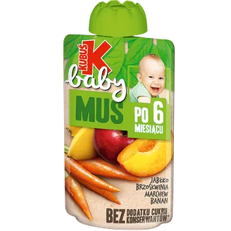 BIEZENIS KUBUŠ BABY ĀBOLU PERSIKU BURKĀNU BANĀNU 6+ 100G