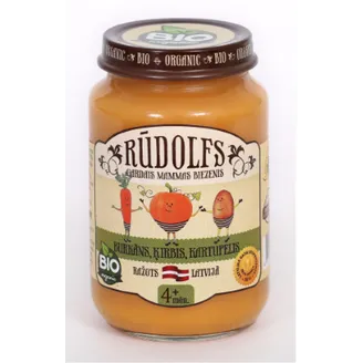 Biezenis RŪDOLFS BIO burkānu, ķirbju un kartupeļu, no 4 mēn., 190g
