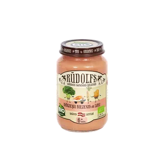 Biezenis RŪDOLFS BIO Dārzeņi ar lasi, no 6 mēn., 190g