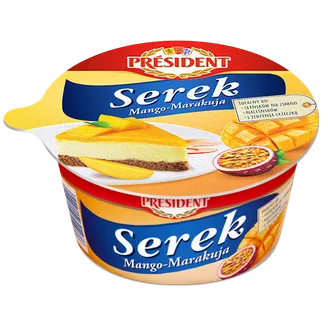 Krēmīgs biezpiens PRESIDENT ar mango-marakujas garšu, 400g