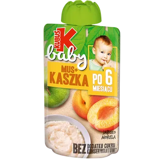 BIEZPUTRA RĪSU KUBUŠ BABY AR ĀBOLU APRIKOZI 6+ 100G