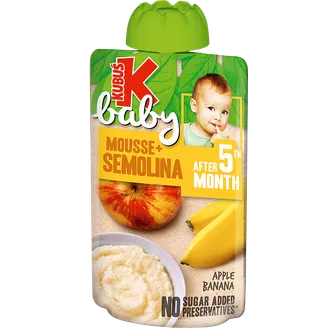 BIEZPUTRA RĪSU KUBUŠ BABY AR ĀBOLU BANĀNU 5+ 100G